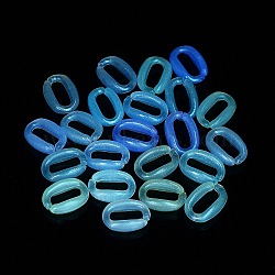 Luminous Rainbow Iridescent Plating Acrylic Linking Rings, Glow in the Dark Glitter Quick Link Connector, Oval, for Cable Chain Making, Mixed Color, 15.5x11x6mm, Inner Diameter: 10.5x4.5mm, about 1260pcs/500g(OACR-Z013-13)