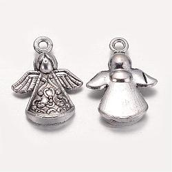 Tibetan Style Alloy Angel Pendants, Lead Free and Cadmium Free, Antique Silver, 22x16.5x5.5mm, Hole: 2mm(LF1238Y-NF)