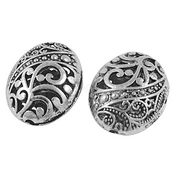 Tibetan Style Filigree Beads, Cadmium Free & Nickel Free & Lead Free, Oval, Antique Silver, Size: about 22mm long, 18mm wide, 11mm thick, hole: 2mm(TIBEB-A12190-FF)