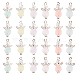 PandaHall Elite 6 Sets Angel Transparent Acrylic Alloy Pendants, Fairy Charms, with Silver Plated Color Tone Iron Findings, Mixed Color, 23x14x6mm, Hole: 3mm, 6pcs/set(FIND-PH0010-07)