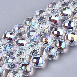 Electroplate Glass Beads Strands, AB Color Plated, Faceted Teardrop, Clear AB, 12x12mm, Hole: 1.2mm, about 50pcs/strand, 23.62''(60cm)(X-EGLA-S194-05A-G01)