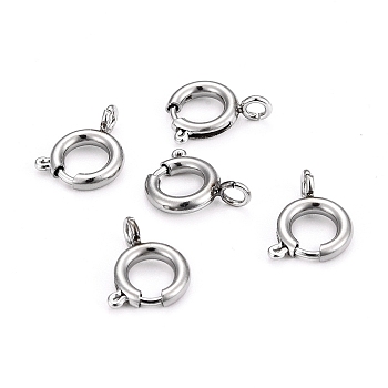 304 Stainless Steel Spring Ring Clasps, Stainless Steel Color, 8x1.8mm, Hole: 2.5mm