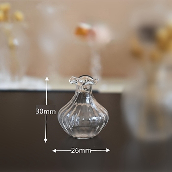 1:12 Scale Dollhouse Miniature Glass Vase, for DIY Mini Home Decorationm, Transparent Glass Vase, Clear, 26x30mm