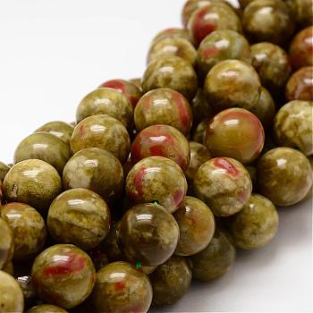 Round Natural Dragon Blood Jasper Beads Strands, 8mm, Hole: 1mm, about 48pcs/strand, 15.75 inch