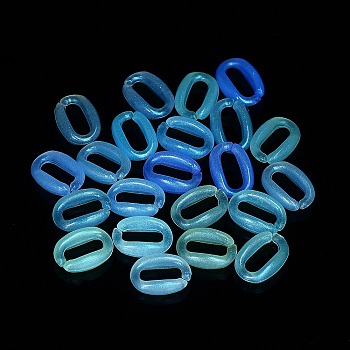 Luminous Rainbow Iridescent Plating Acrylic Linking Rings, Glow in the Dark Glitter Quick Link Connector, Oval, for Cable Chain Making, Mixed Color, 15.5x11x6mm, Inner Diameter: 10.5x4.5mm, about 1260pcs/500g