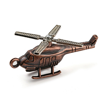 Tibetan Style Alloy Pendants, Helicopter, Cadmium Free & Lead Free, Red Copper, 52x37.5x22mm, Hole: 2.5mm