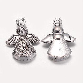 Tibetan Style Alloy Angel Pendants, Lead Free and Cadmium Free, Antique Silver, 22x16.5x5.5mm, Hole: 2mm
