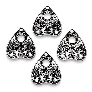 Tibetan Style Alloy Pendants, Heart with Word, Antique Silver, 26x22.5x1mm, Hole: 1.8mm
