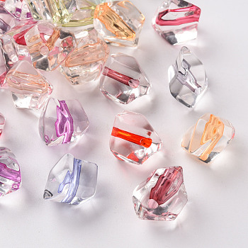 Transparent Acrylic Beads, Nuggets, Mixed Color, 12x11x11mm, Hole: 2mm, about 633pcs/500g