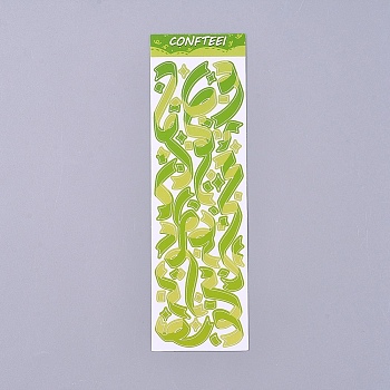 Decorative Labels Stickers, DIY Handmade Scrapbook Photo Albums, Green, 165x50x0.5mm, Pattern: 6~72mm