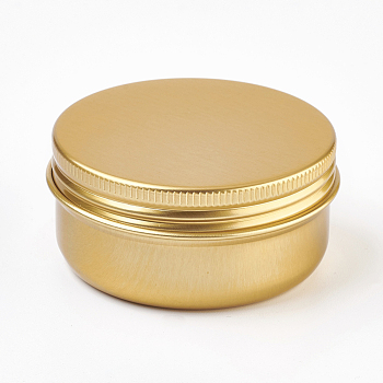 Round Aluminium Tin Cans, Aluminium Jar, Storage Containers for Cosmetic, Candles, Candies, with Screw Top Lid, Golden, 5.7x2.7cm, Capacity: 50ml(1.69 fl. oz)