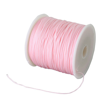 Braided Nylon Thread, Chinese Knotting Cord Beading Cord for Beading Jewelry Making, Pink, 0.8mm, about 100yards/roll