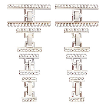 8 Sets 4 Styles Alloy and Brass Fold Over Clasps, Platinum, 24x16.5~47x5mm, Hole: 2mm, 2sets/style