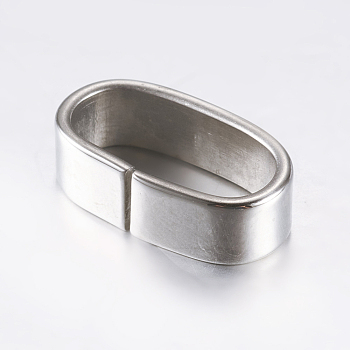 304 Stainless Steel Slide Charms, Oval, Stainless Steel Color, 16x9.5x4.5mm, Hole: 6x12.5mm