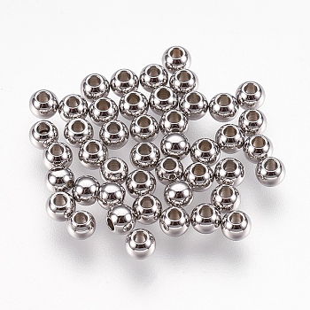 DanLingJewelry 304 Stainless Steel Spacer Beads, Rondelle, Stainless Steel Color, 4x3mm, Hole: 1.5mm