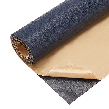 PU Leather Self-adhesive Fabric, Rectangle, Midnight Blue, 135x30x0.1cm