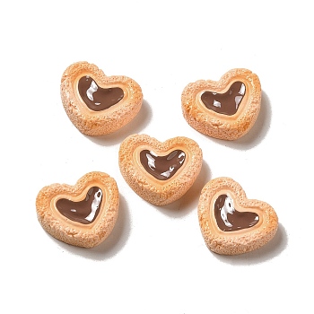 Opaque Resin Biscuit Decoden Cabochons, Imitation Food, Cookies, Navajo White, Heart, 16.5x19.5x6mm