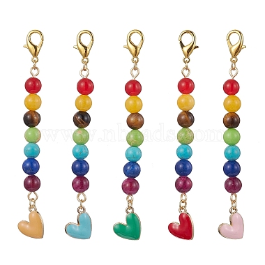 Mixed Color Heart Gemstone Pendant Decorations