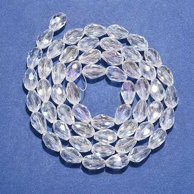 1 brin galvanoplastie des brins de perles en forme de larme à facettes en verre(X-EGLA-D015-12x8mm-01)-3