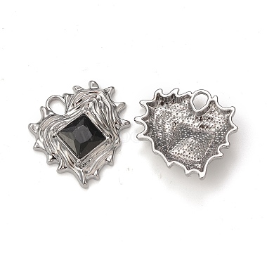 Gunmetal Black Heart Alloy+Glass Pendants