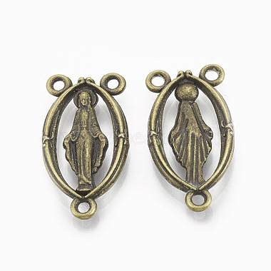 Holy Oval Carved Virgin Mary Tibetan Style Alloy Chandelier Component Links(TIBEP-0381-AB-LF)-2