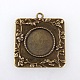 Vintage Tibetan Style Alloy Square Carved Branch Pendant Cabochon Bezel Settings(TIBEP-M018-17AB-NF)-1