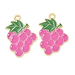 Alloy Enamel Pendants, Fruits Charms, Golden, Grape Charms, 31x21x1.5mm, Hole: 2.5mm(AL-CBA1DF6-02A)