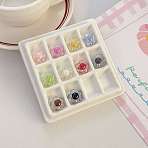 Transparent Acrylic Beads, Bead in Bead, Flower, with Glitter Powder, Mixed Color, 16x16x9mm, Hole: 3mm(OACR-N163-24)