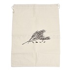 Cotton Cloth Wheat Print Pouches, Drawstring Bags, Rectangle, PapayaWhip, 39~39.5x29.5~30x0.25~0.3cm(ABAG-A012-01C)