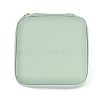 Portable Travel EVA & PU Leather Jewelry Storage Boxes, Square, for Rings Earrings Bracelets, Sea Green, 12x12x4.6cm(CON-D016-01A)