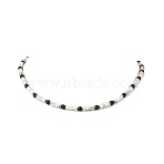 Round Natural Lapis Lazuli & Natural Howlite Heishi Beaded Necklaces, with 304 Stainless Steel End Chains, Golden, 15.79 inch(40.1cm)(NJEW-JN05662)