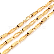 Brass Link Chains, Long-Lasting Plated, Unwelded, Rectangle & Oval & Round, with Spool, Cadmium Free & Nickel Free & Lead Free, Real 18K Gold Plated, Link: 13x3.5x3.5mm, 16x5x2.5mm, 5.5x1mm(CHC-C020-13G-NR)