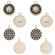 AHADERMAKER 8Pcs 4 Style  Brass Micro Pave Clear Cubic Zirconia Pendants, with Enamel and Jump Rings, Mixed Color, 2pcs/style(ZIRC-GA0001-06)