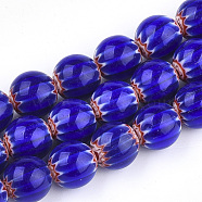 Handmade Millefiori Lampwork Beads Strands, Round, Blue, 10mm, Hole: 1mm, about 38pcs/strand, 14.3 inch(LAMP-S191-16)