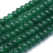 Natural Jade Beads Strands, Dyed, Rondelle, Green, 8x5mm, Hole: 1mm, about 74pcs/strand, 15.15 inch(38.5cm)(G-E507-01D)