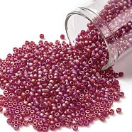 TOHO Round Seed Beads, Japanese Seed Beads, (165CF) Matte Transparent Garnet, 11/0, 2.2mm, Hole: 0.8mm, about 50000pcs/pound(SEED-TR11-0165CF)