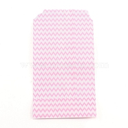 White Kraft Paper Bags, No Handles, Storage Bags, Wave Pattern, Wedding Party Birthday Gift Bag, Pink, 15x8.3x0.02cm(CARB-I001-03B)