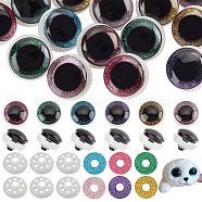 Elite 24 Sets 6 Colors Plastic Doll Eyes, with PET Glitter Powder Finding, Craft Safety Eyes, for Crafts, Crochet Toy and Stuffed Animals, Half Round, Mixed Color, 35x30mm, 4 sets/color(DOLL-PH0001-27)