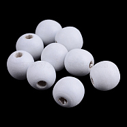 Natural Wood Beads, Dyed, Round, White, 14x13mm, Hole: 4mm, about 1200pcs/1000g(WOOD-S662-13x14mm-A13)