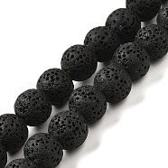 Natural Lava Rock Bead Strands, Dyed, Round, Black, 8mm, Hole: about 2mm, about 52pcs/strand, 15.5 inch(X-G-L435-03-8mm-18)