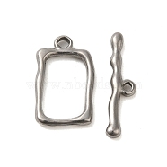 304 Stainless Steel Toggle Clasps, Rectangle, Stainless Steel Color, 21.5x13x2mm, Hole: 2.5mm(STAS-Q324-03P)