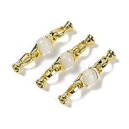 Cat Eye with Brass Fold Over Clasps, Real 18K Gold Plated, Long-Lasting Plated, Rack Plating, Round, 38mm(G-G141-03G-08)