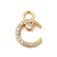 Rack Plating Brass Micro Pave Cubic Zirconia Charms, Cadmium Free & Lead Free, Long-Lasting Plated, Religion Crescent Moon Charm, Real 18K Gold Plated, Clear, 15x10x2mm, Hole: 2.8mm(KK-P230-21G-A)