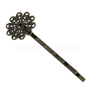 Brass Hair Bobby Pin Findings, Lead Free, Antique Bronze, Size: about 16mm wide, 54mm long(X-HJEW-H010-AB)