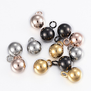 304 Stainless Steel Sphere Charms, Round Ball, Mixed Color, 9x6mm, Hole: 2mm(STAS-H394-11)