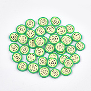 Handmade Polymer Clay Nail Art Decoration, Fashion Nail Care Cabochons, Kiwi Fruit, Colorful, 9~11x1~2mm(CLAY-T015-09)