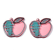 Translucent Acrylic Pendants, 3D Printed, Apple, Salmon, 29.5x31.5x3mm, Hole: 1.6mm(TACR-T021-44B)