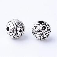 Tibetan Style Alloy Beads, Round, Cadmium Free & Lead Free, Antique Silver, 8x8mm, Hole: 2mm, about 780pcs/1000g(TIBE-Q063-120AS-RS)