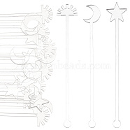 30Pcs 3 Style Transparent Acrylic Stirring Rods, Star & Moon & Sun, Clear, 150~151x21~24.5x3mm, 10pcs/style(TACR-NB0001-30A)