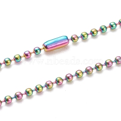 Ion Plating(IP) 304 Stainless Steel Ball Chain Necklaces, with Ball Chain Connectors, Rainbow, Multi-color, 23.62 inch(60cm), Beads: 2mm(X-NJEW-L149-B02-M)